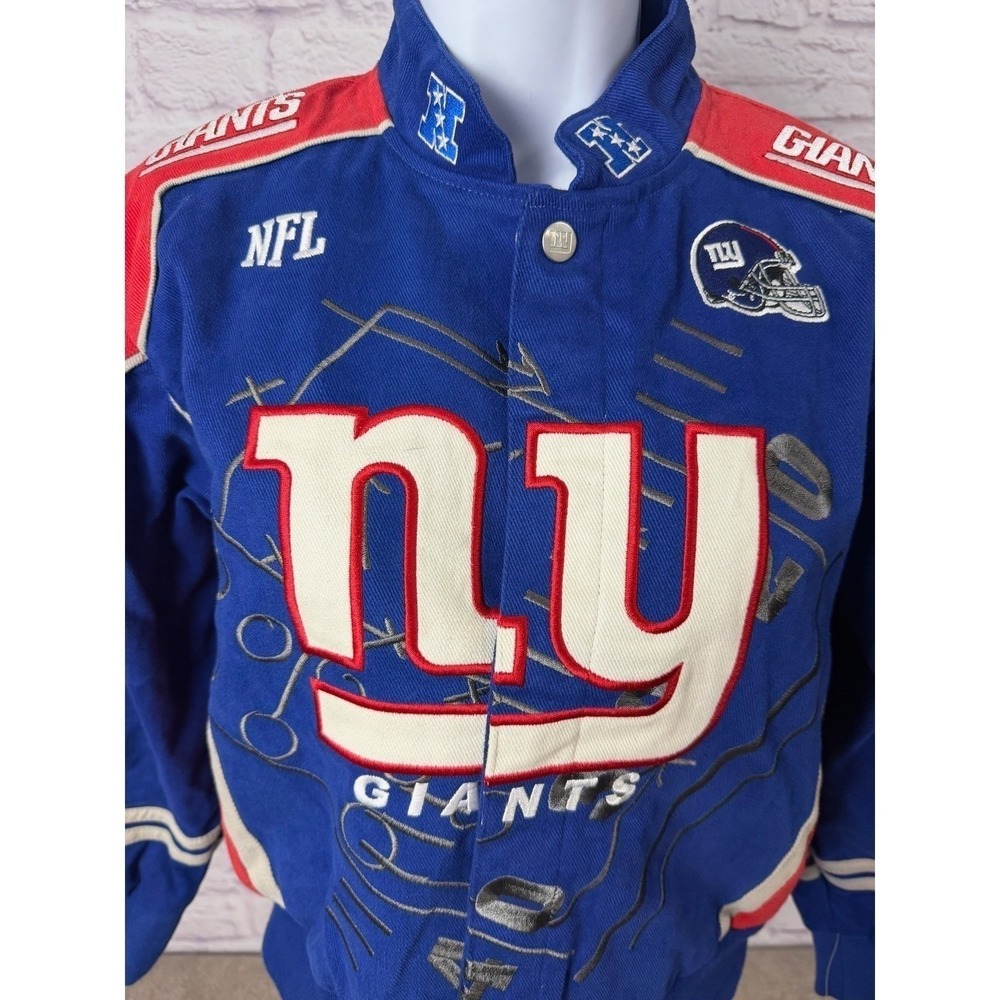 VTG Reebok NFL New York‎ Giants Blue Red Embroidered Bomber Jacket Mens 5XL NWOT - Picture 4 of 14